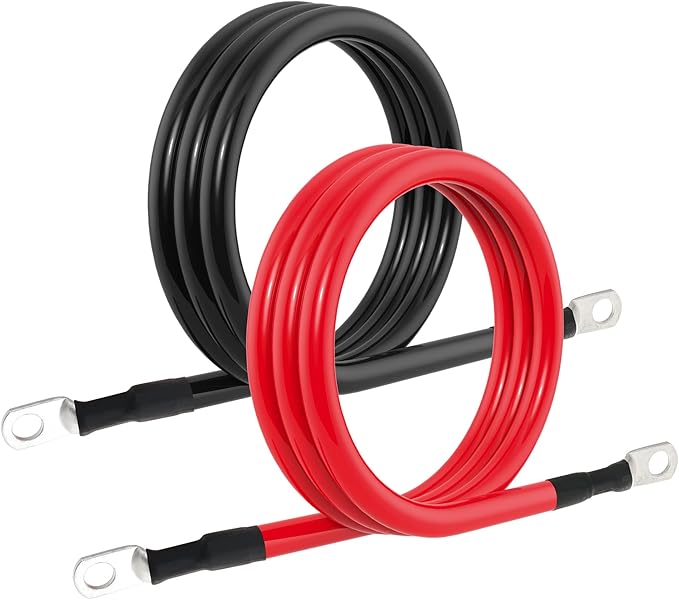 4 AWG Battery Cable 4AWG Gauge Pure Copper Battery Inverter Cables with 38 in Lugs Both Ends Power Inverter Wire Set for Automotive Solar Marine Boat RV Car Motorcycle Red and Black (4FT)
