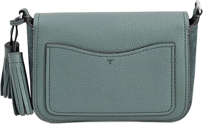 Tory Burch 149975 Thea Arctic Green WIth Silver Hardware Mixed Materials LeatherSuede Women's Flap Crossbody Bag