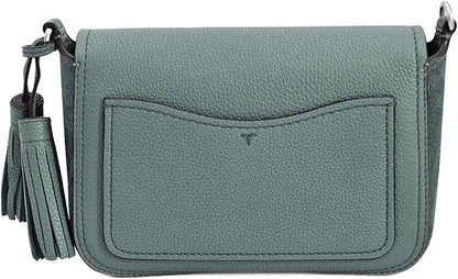 Tory Burch 149975 Thea Arctic Green WIth Silver Hardware Mixed Materials LeatherSuede Women's Flap Crossbody Bag