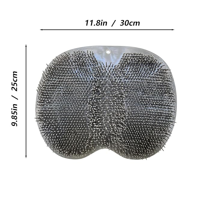 Shower Foot and Back Scrubber Mat,Wall Mounted Shower Foot Scrubber with Suction Cups,Exfoliating Silicone Massage Foot Cleaner for Shower(Grey)