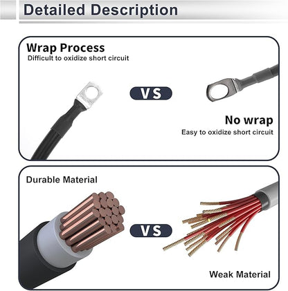 1 Pc Universal Battery Inverter Cable 38" Lug 516" Lug 4.5FT Battery Cable 4 AWG Gauge Black Tinned Copper