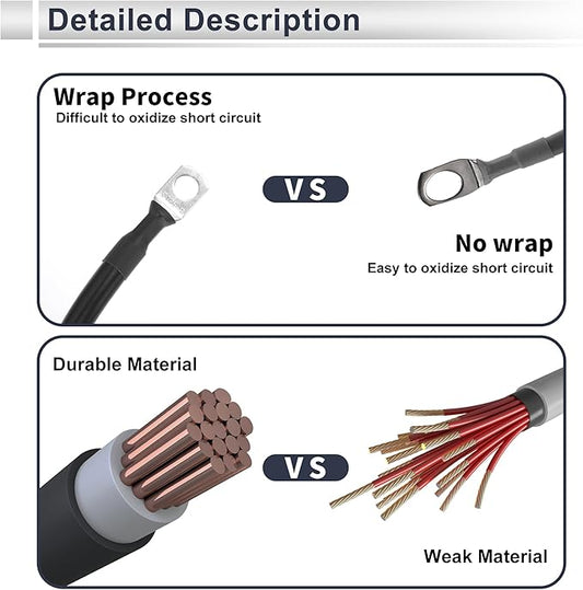 1 Pc Universal Battery Inverter Cable 38" Lug 516" Lug 4.5FT Battery Cable 4 AWG Gauge Black Tinned Copper