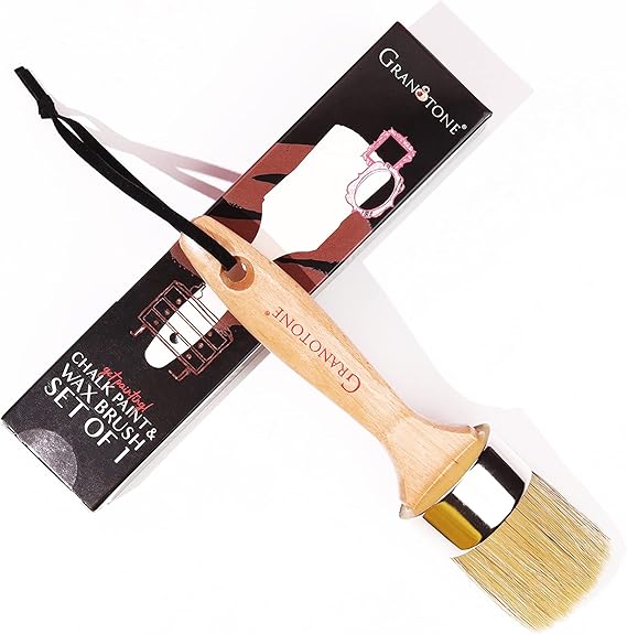 Granotone Chalk and Wax Paint Brush Set  1Pc Painting Brush with Natural Bristles  Wooden Handle  Professional Round Paint Brush for Wood, Furniture, Home Decor, DIY Projects,60cm