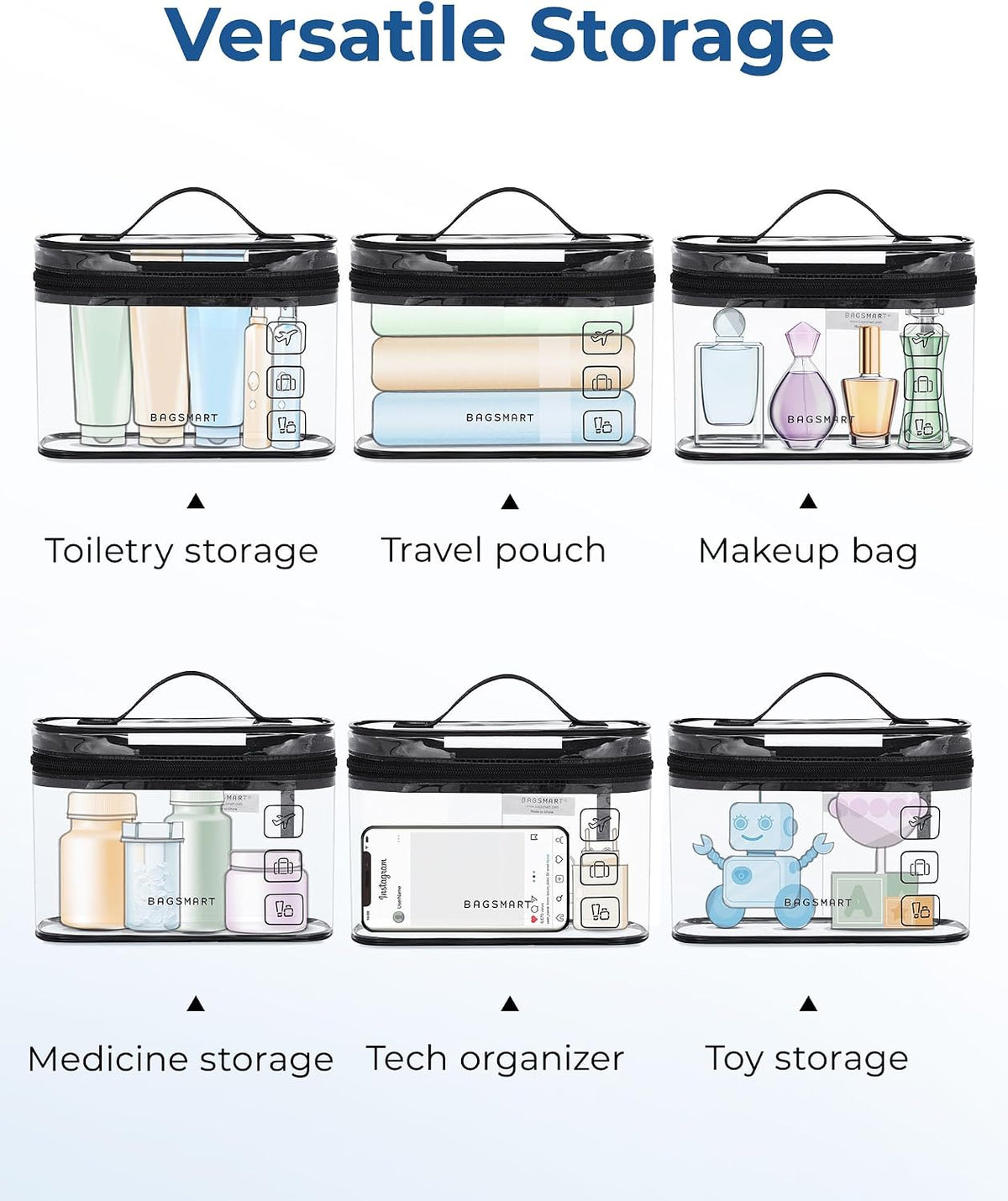 BAGSMART TSA Approved Toiletry Bag, 1 Pack Clear Makeup Cosmetic Bag Organizer, Quart Size Travel Bag for Toiletries, Carry-on Travel Accessories Essentials, Green-1pcs
