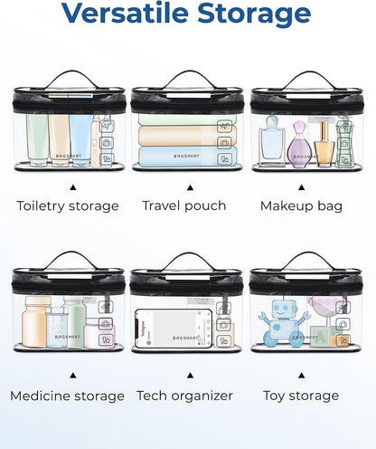 BAGSMART TSA Approved Toiletry Bag, 1 Pack Clear Makeup Cosmetic Bag Organizer, Quart Size Travel Bag for Toiletries, Carry-on Travel Accessories Essentials, Green-1pcs