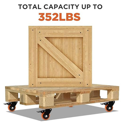 Caster Wheels, Heavy Duty 2 Inch Casters Set of 2, Locking Swivel Casters Wheels for Cart, Furniture and Workbench, Orange