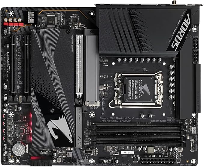 GIGABYTE Z790 AORUS ELITE AX DDR4 Intel LGA 1700 ATX Motherboard, 4x DDR4 128GB, 3x PCI-E x16, 4x M.2, 4x SATA, 5x USB 3.2, 1x USB-C, 4x USB 2.0