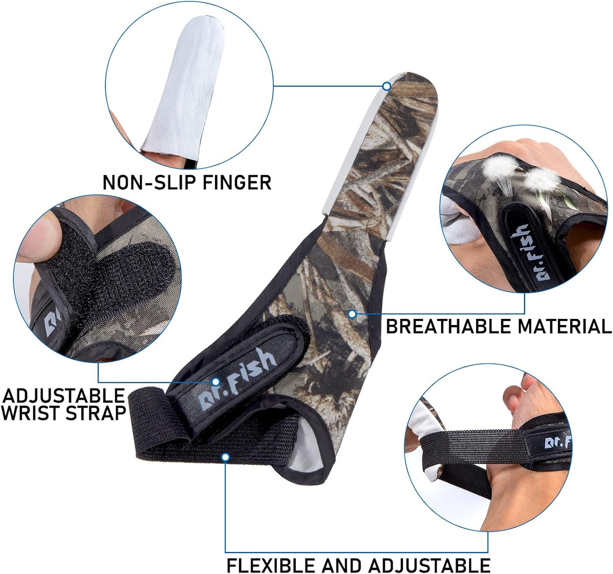 Dr.Fish 2 Pieces Fishing Gloves Casting 2 Finger Index Finger Stall Protector Anti-Slice Saltwater Trolling Surf Fishing Braid Line Anti-Slip Cooftable Woolen