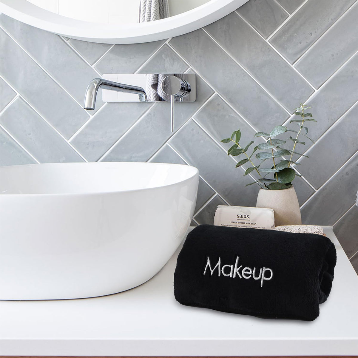 Makeup Towels - Pack of 6 - Ultra Soft & Gentle Microfiber Coral Fleece Washcloth Face Make Up Remover, 13 x 13 in, Black