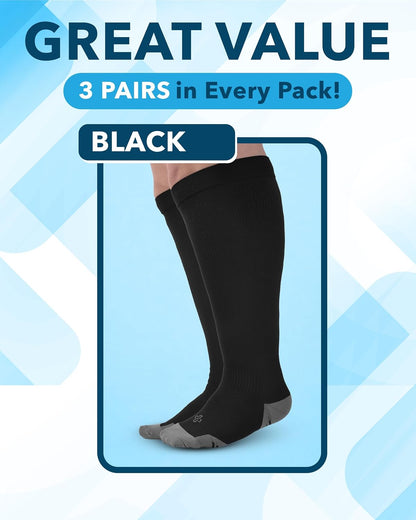 Doctor's Select 2 Pairs Plus Size Compression Socks Wide Calf - Up to 6XL | 20-30 mmHg Compression Socks for Women Wide Calf
