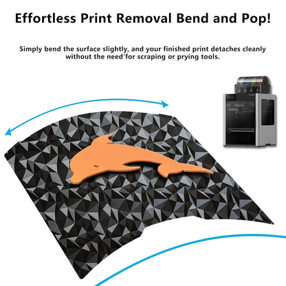 355x346mm Build Plate for Bambu Lab H2D/H2S,Double Sided PEO PET Flexible Removable Spring Steel Heated Printing Bed Platform?Removable Heated Bed for H2D Combo/H2S(Carbon Fiber+Diamond)
