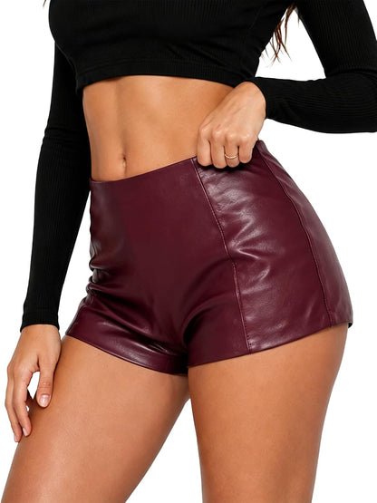 Women's Faux Leather Shorts Low Rise Skinny Micro Shorts Rave Club Hot Pants