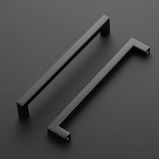 Ravinte 1 Pack Black Cabinet Pulls 8 Inch Square Cabinet Handles Matte Black Kitchen Hardware for Cabinet Drawer Pulls Come with Screwdriver