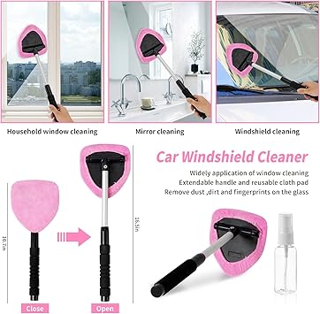 Car Cleaning Detailing Kit Interior Cleaner, 14Pcs Car Cleaning Supplies with High Power Portable Car Vacuum Cleaner, Detailing Brush Set, Windshield Cleaner, Pink Car Accessories for Women