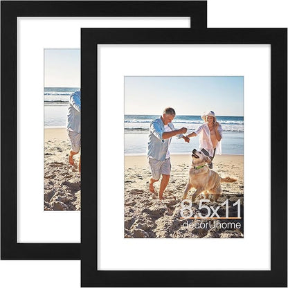 decorUhome 8.5x11 Picture Frame, Display Pictures 6x8 with Mat or 8.5x11 without Mat, Wall  Tabletop Display Certificate Frame, Black, 2 Pack