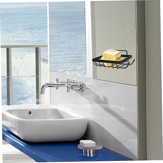 Amosfun Soap Rack Soap Holder Bathroom Soap Dish Wall Mounted in Sink Sponge Holder Metal Brackets Metal Wall Soap Dish Metal Stand Soundbar Bracket Iron Bath Tray Speakers