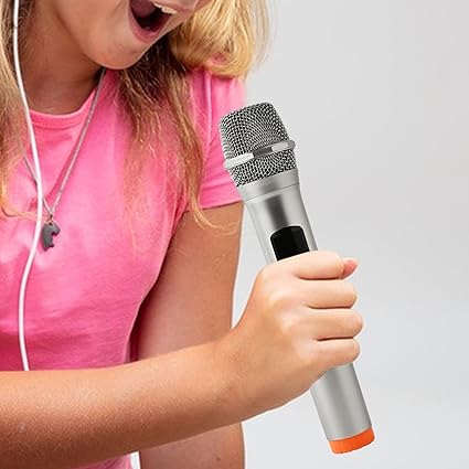 Microphone Toy Kids Microphone for Play Speech Practice Microphone Prop Simulated Microphone for Events Cosplay Costume Party, Orange Base