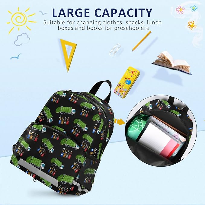 Cute space backpack with safety strap for boys and girls, space rocket with dinosaur design, helicopter, with safety strap, 01145, Cute