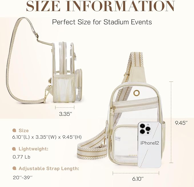 This clear crossbody bag is perfect for concerts, stadiums, and other events. It's lightweight, compact, and meets most clear bag policies.