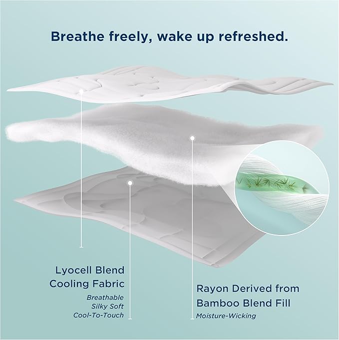 Bedsure Cooling Comforter Queen Size - Rayon Derived from Bamboo Blend  Breathable Lyocell Grey Comforter, Natural Cool Duvet for Hot Sleeper, Ultra-Soft and Moisture-Wicking, White, 88x88 Inches