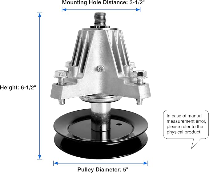 Replacement 918-06980 Spindle Fits for Cub Cad et 50" Deck Mower - Spindle Assembly Compatible with Troy Bilt Super Bronco 50 Mustang 50 ZTR, Cad RZT LX 50 Mower, with Grease Fitting,Replace 618-06980