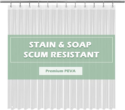 EHZNZIE Clear Shower Curtain Liner Light Weight PEVA, Shower Liner 72x72 Inches, Waterproof, No Chemical Smell with 12 Rust Proof Metal Grommets for Bathroom Shower Curtain