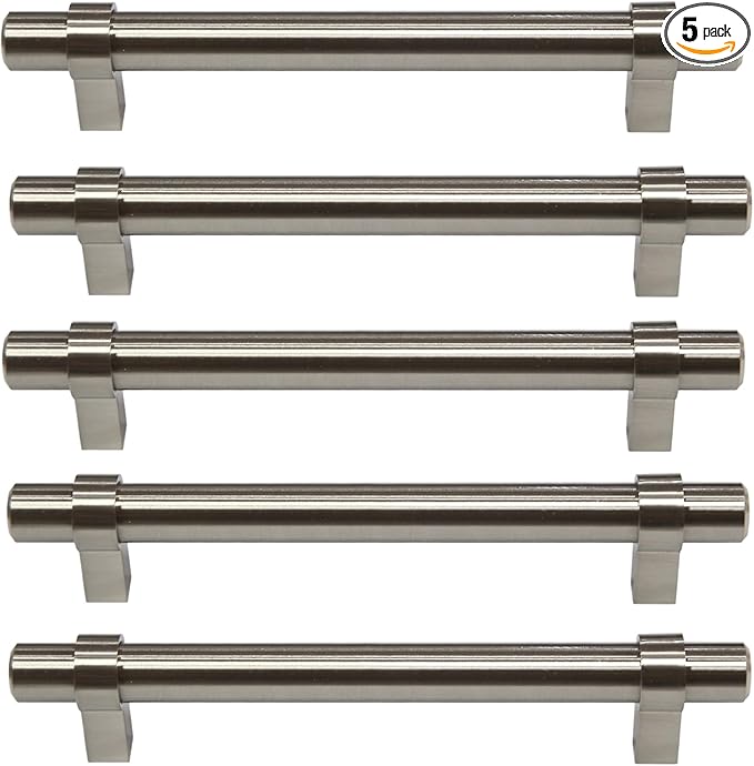 Design House Emery Cabinet Pulls, 5-Pack, 5-116-Inch (128mm) Center-to-Center Cabinet Pulls, Modern Kitchen Handles, Satin Nickel, 189423-SN