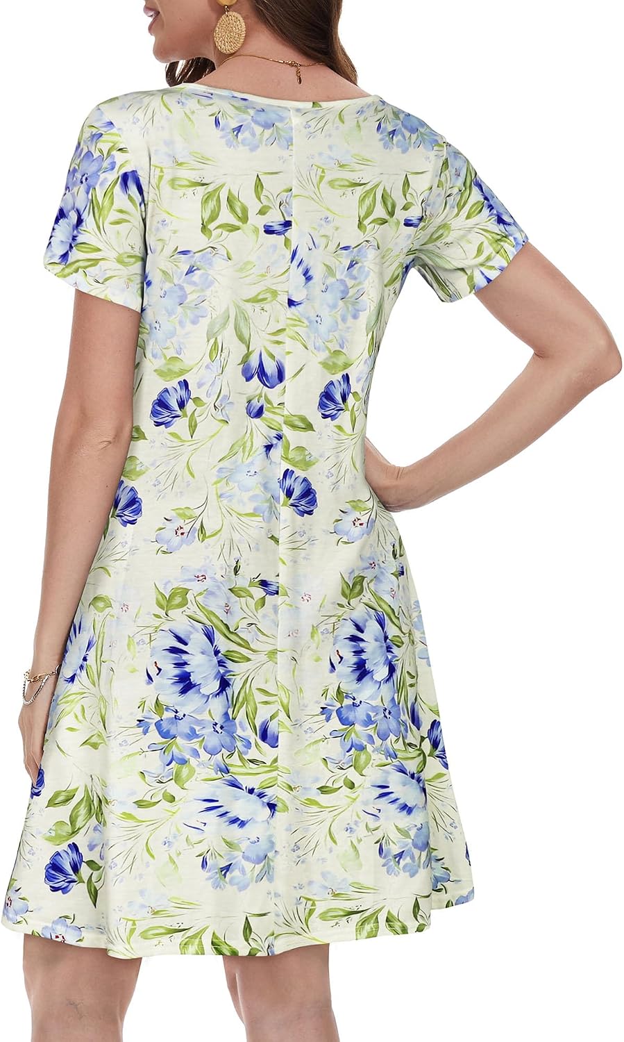 Summer Dresses for Women Casual Tshirt Short Sleeve Floral Sundress Beach Cover Ups with Pockets 2026
