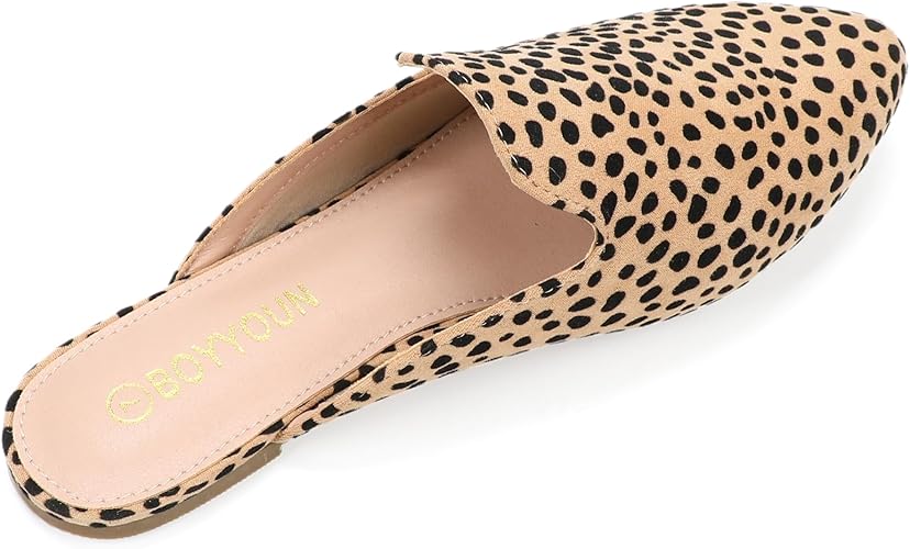 BOYYOUN Mules for Women Comfortable Slip On Backless Flats Pointed Toe Loafers for Work and Casual Wear Low Heel Closed Shoes Womens Mule