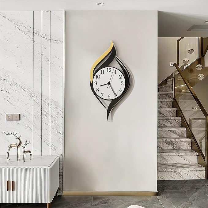 MEISD Decorative Wall Clock for Living Room Decor, Modern Wall Clocks Battery Operated for Bedroom Kitchen Office Home, 23 Inch Acrylic Big Silent Creative Wall Clock Non Ticking