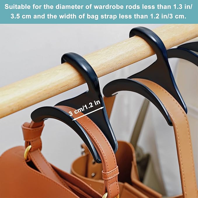 6PCS Purse Handbag Hanger Hooks for Closet, Handbag Organizer Purse Hooks, Bag Rack Holder Storage for Hanging Tote Bag Backpacks Satchels Crossovers Scarf Belt and Tie (Black)