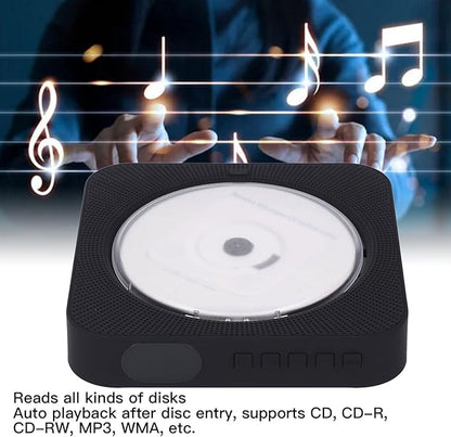 Portable CD Player, Bluetooth CD Player with Speakers 2 Modes Wall Mount Desktop Portable Home CD Music Player Rechargeable with Remote Control (Black)