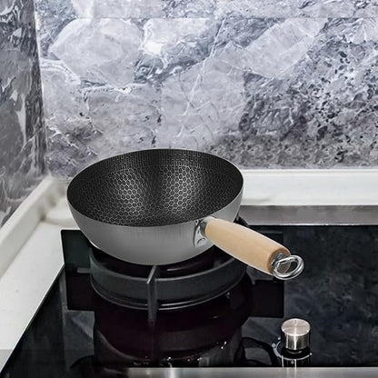 Luxshiny Stainless Steel Frying Pan Honeycomb Skillet Wok Pan 15 Inch Metal Saucepan Cooking Pot Nonstick Kitchen Cookware
