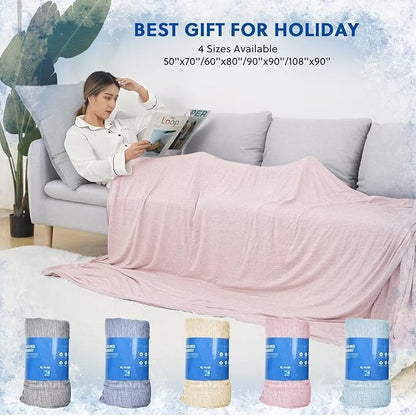 HOMFINE Cooling Blankets for Hot Sleepers - Summer Blanket Thin Lightweight Breathable Soft Double Side Enhanced Blanket for Bed Couch Sofa, Keep Cool for Night Sweats (Pink, 60 x 80 inches)