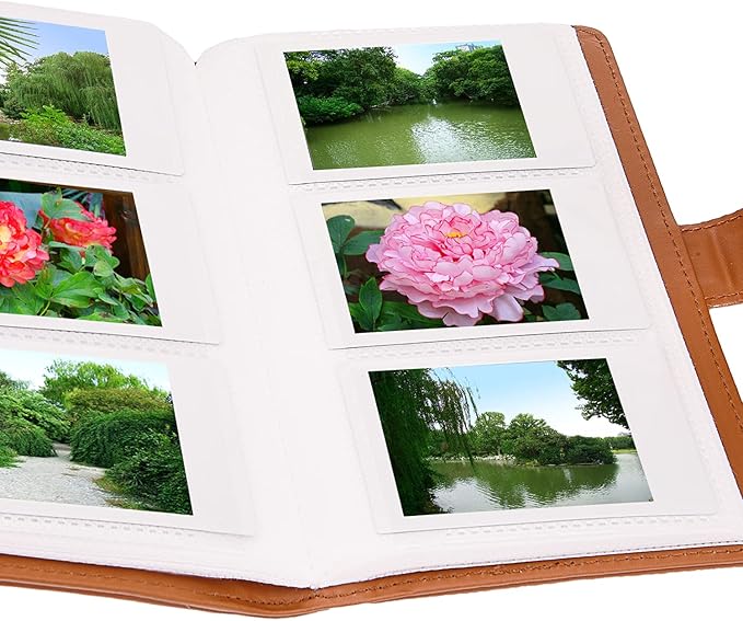 Wallet PU Leather Photo Album Compatible with Instax Mini Instant Film (Brown)