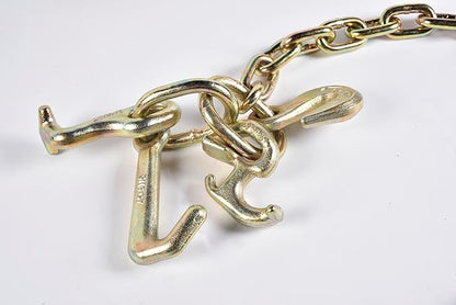 Hi-Gear Long Shank J Hook Tow Chain 516" x 10' w RTJ Cluster  Grab Hook 5400 lbs WLL