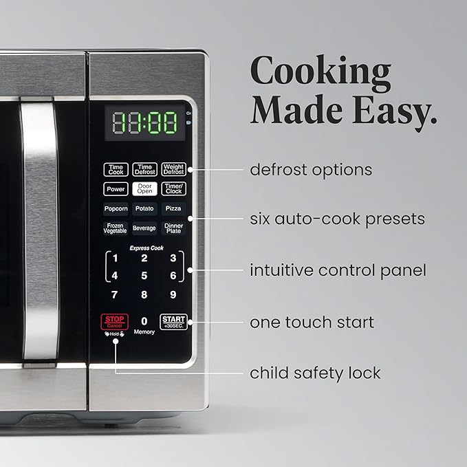 Farberware Countertop Microwave 700 Watts, 0.7 Cu. Ft. - Microwave Oven With LED Lighting and Child Lock - Perfect for Apartments and Dorms - Easy Clean Stainless Steel