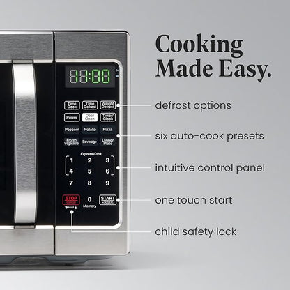 Farberware Countertop Microwave 700 Watts, 0.7 Cu. Ft. - Microwave Oven With LED Lighting and Child Lock - Perfect for Apartments and Dorms - Easy Clean Stainless Steel