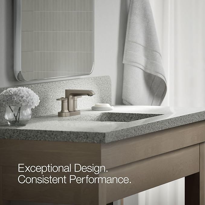 Bathroom Faucet by KOHLER, Bathroom Sink Faucet, Hint Collection, Centerset Faucet, Vibrant Brushed Nickel, K-97094-4-BN