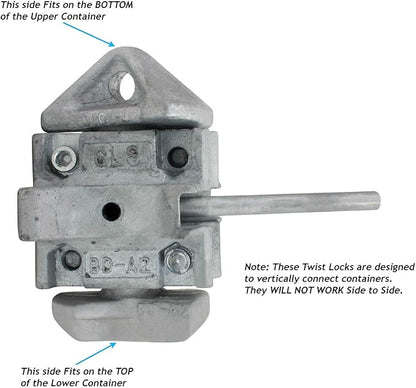 Mytee Products (4 Pack Sea Rail Shipping Container Manual Twist Lock Left-Right Handlocking Casting Steel - No Lever Required