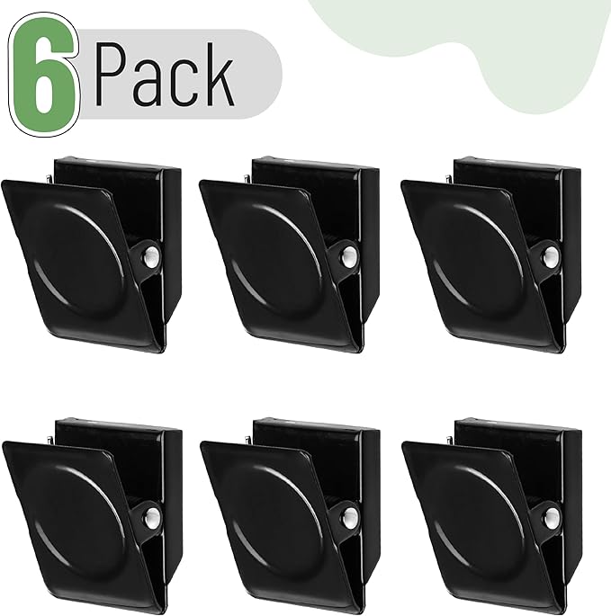 Mr. Pen- Magnetic Clips, 6 Pack, 1.2", Black Magnetic Metal Clips