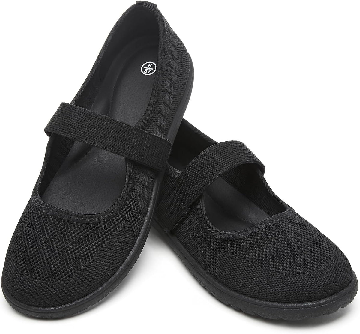 Waluzs Wide Toe Box Flats Shoes Women Knit Ballet Flats Mary Jane Dress Flat Wide Width Walking Shoes Slip-on with Strap.