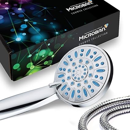 AquaDance Anti-Clog High-Pressure 6-setting Hand Shower with Nozzle Protection from Growth of Grime for Stronger Shower! Aqua Blue
