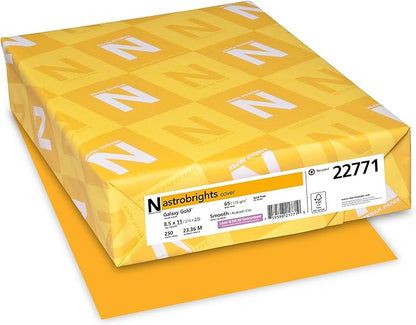 Neenah Wausau Paper Astrobrights Colored Card Stock, 65 lb, Letter, Galaxy Gold, 250 Sheets per Pack (22771)