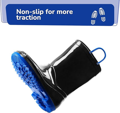 K KomForme Girls Boys Rain Boots Waterproof with Easy on Handles for ToddlerLittle KidBig Kid