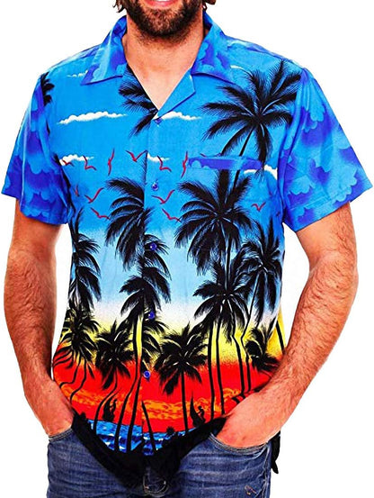 Size Small Emlyn Adrian Men Hawaii Print Beach Short Sleeve Hawaiian Shirt Streetwear Shirt