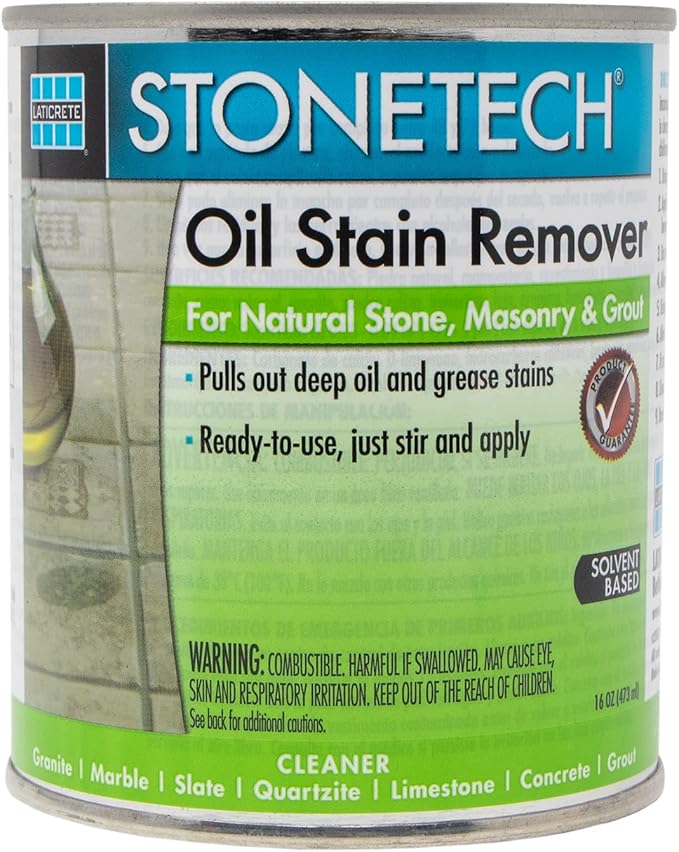 STONETECH Oil Stain Remover, Cleaner for Natural Stone, Grout, & Masonry, 1 Pint/16OZ (473ML) Can