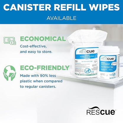 REScue One-Step Disinfectant Cleaner & Deodorizer Wipes for Vet Use – Cleaner for Kennels, Litter Boxes, Vet Offices, Pet Grooming Surfaces, Pet Items – Wipes Canister, 160-Count (Pack of 1)