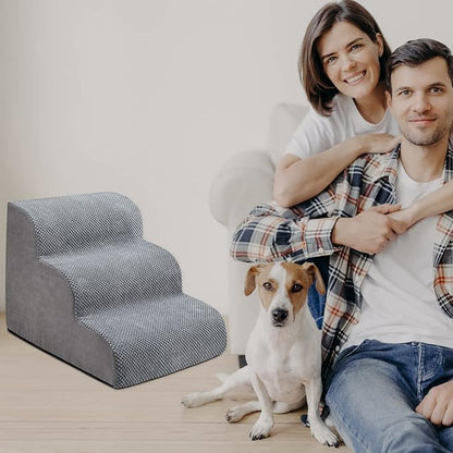 Chic Threads Dog Stairs for Small Dogs, 3-Step Dog Stairs for High Beds and Couch, Pet Steps for Small Dogs and CatsOoaNon-Slip Stable Indoor Dog Steps