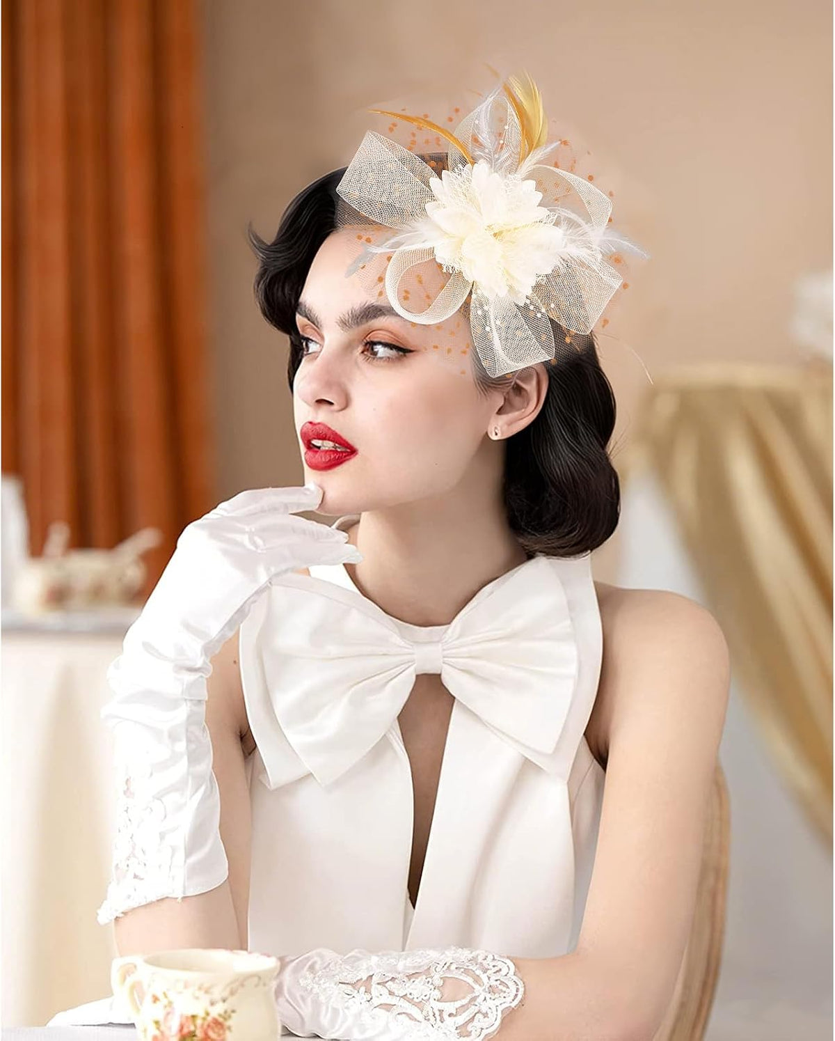 CAVETEE Fascinator for Women Tea Party, Tea Party Headpiece for Women 1920s Party